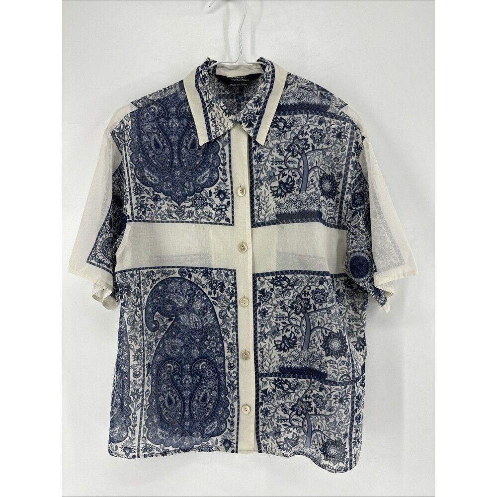 Cruise By MaxMara Button Down Short Sleeve Paisley Top